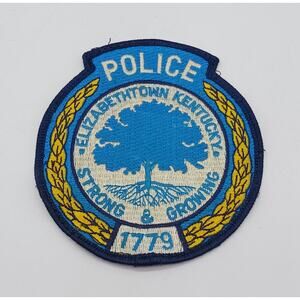 Elizabethtown Kentucky Police Patch Strong and Growing Tree with Roots Blue
